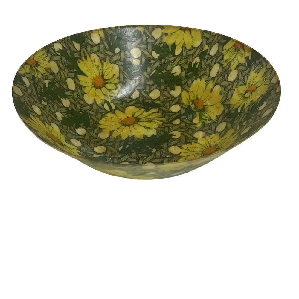 MCM Mid Century Fiberglass Bowl Diameter Daisy Daisies Size 11” x 3”